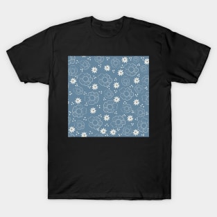 Botanical Blue and White Pattern T-Shirt